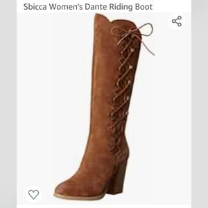 Sbicca Women's Dante Suede Riding Boot Congac Size 8.5